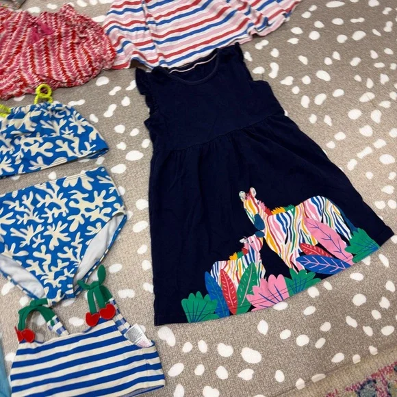 Lot of 9 Mini Boden girls dress embroidered applique shorts tee swimsuit set - Picture 8 of 15